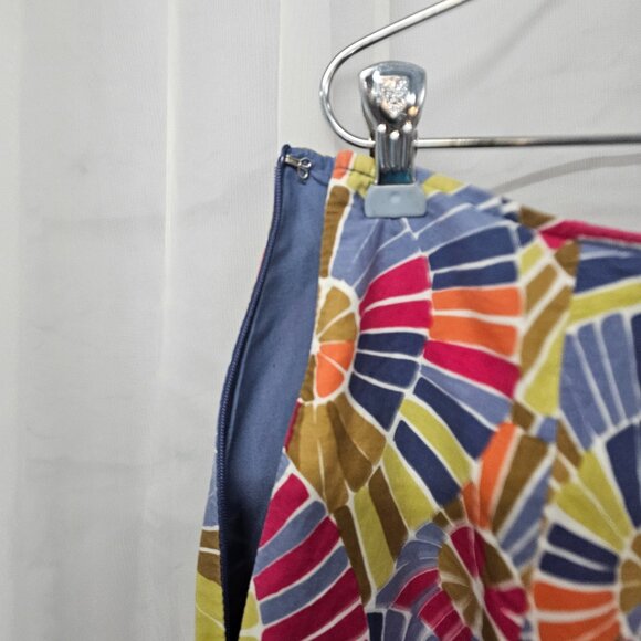 Vintage Talbots Blue Green Kaleidoscope A-line Peasant Skirt Boho 14 - Picture 5 of 10